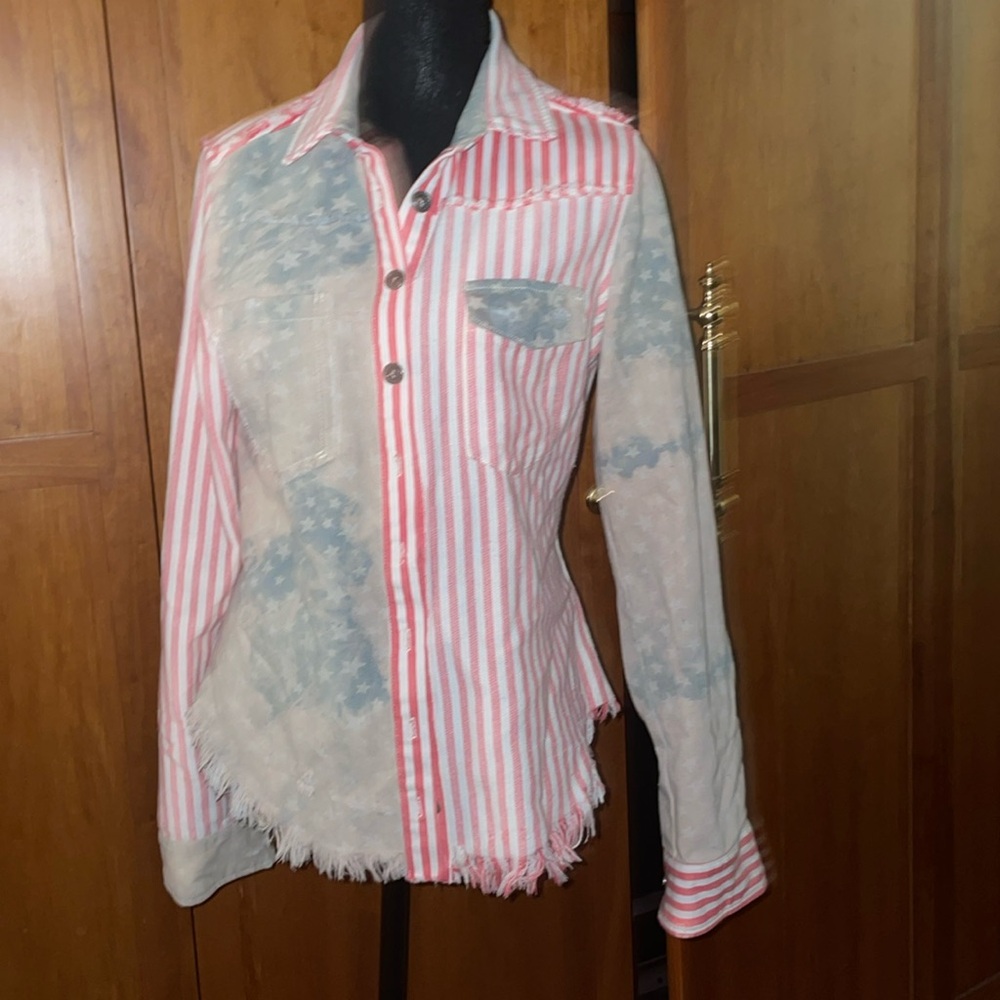 Free people American flag button down shirt
